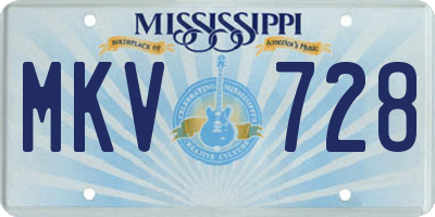 MS license plate MKV728
