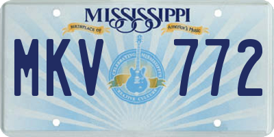 MS license plate MKV772