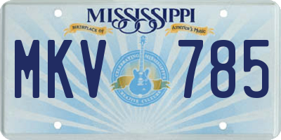 MS license plate MKV785