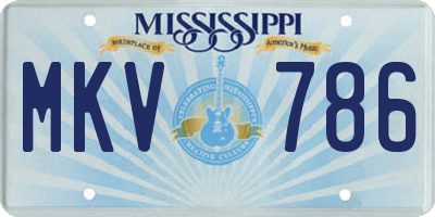 MS license plate MKV786