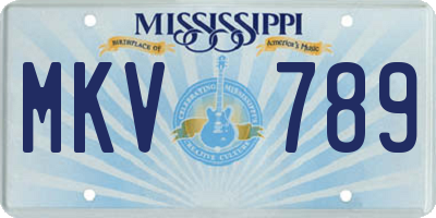 MS license plate MKV789