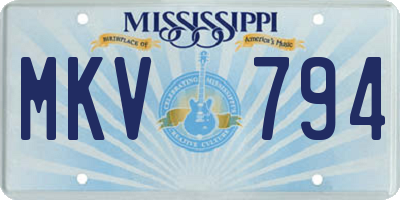 MS license plate MKV794