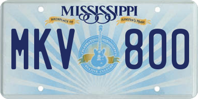 MS license plate MKV800
