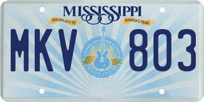 MS license plate MKV803