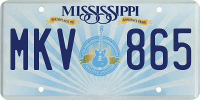 MS license plate MKV865