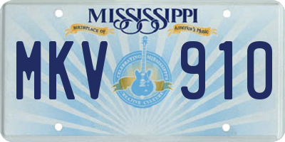 MS license plate MKV910
