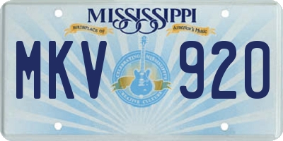 MS license plate MKV920