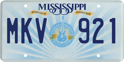 MS license plate MKV921
