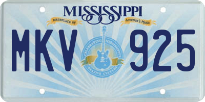 MS license plate MKV925