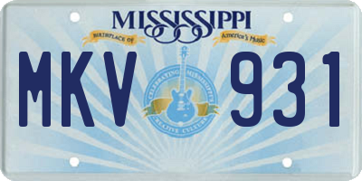 MS license plate MKV931