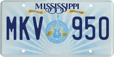 MS license plate MKV950