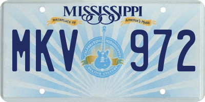 MS license plate MKV972