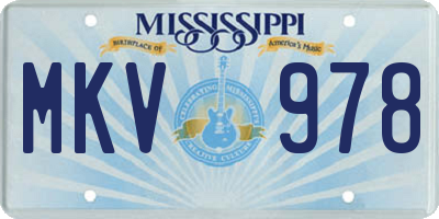 MS license plate MKV978