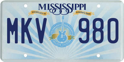 MS license plate MKV980