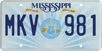 MS license plate MKV981