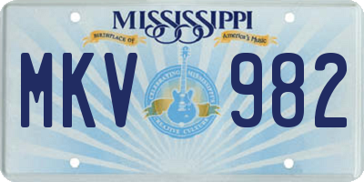 MS license plate MKV982