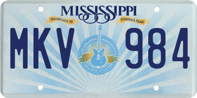 MS license plate MKV984