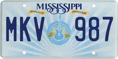 MS license plate MKV987
