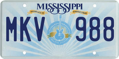MS license plate MKV988