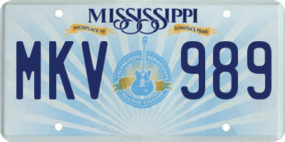 MS license plate MKV989