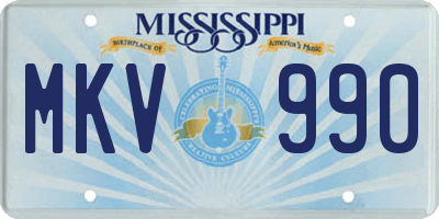 MS license plate MKV990