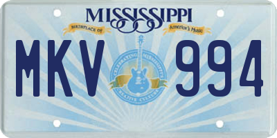 MS license plate MKV994