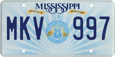 MS license plate MKV997
