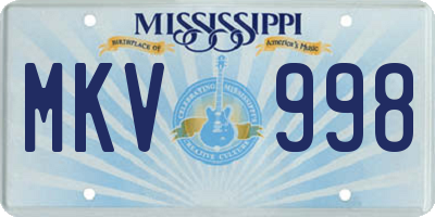 MS license plate MKV998