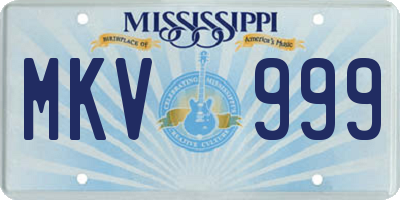 MS license plate MKV999
