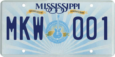 MS license plate MKW001