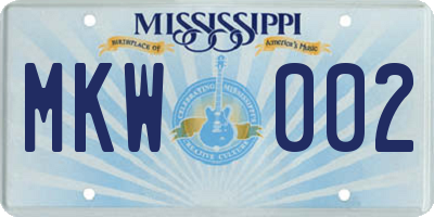MS license plate MKW002
