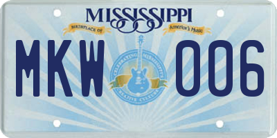 MS license plate MKW006