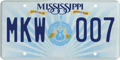 MS license plate MKW007
