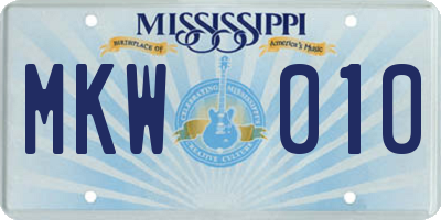 MS license plate MKW010
