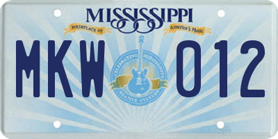 MS license plate MKW012