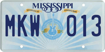 MS license plate MKW013