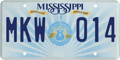 MS license plate MKW014
