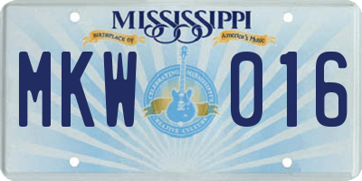 MS license plate MKW016