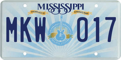 MS license plate MKW017