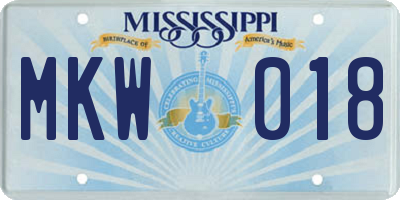 MS license plate MKW018