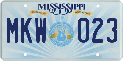 MS license plate MKW023