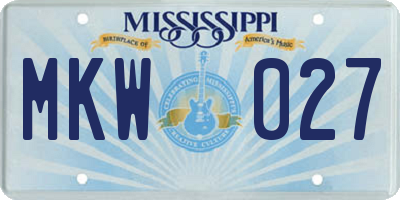 MS license plate MKW027