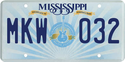 MS license plate MKW032