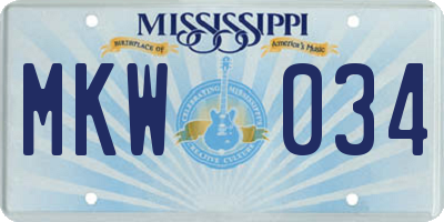 MS license plate MKW034