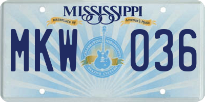 MS license plate MKW036