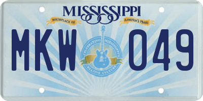 MS license plate MKW049