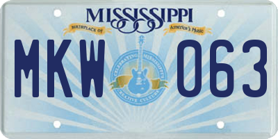 MS license plate MKW063