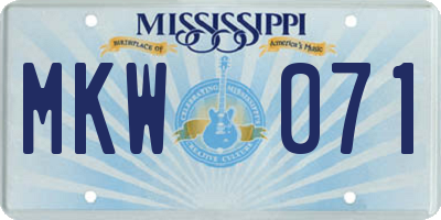 MS license plate MKW071