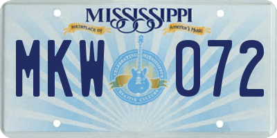 MS license plate MKW072