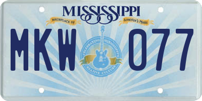 MS license plate MKW077